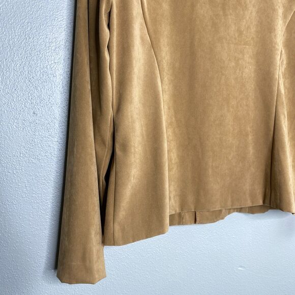 Lisa Jo Women's 14 Tan Black Floral Embroidered Faux Suede Lightweight Blazer - Picture 6 of 14